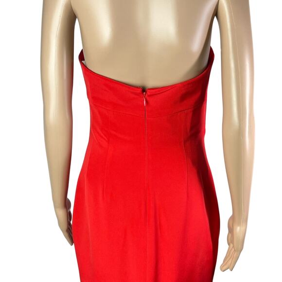 Marchesa Notte Strapless Jeweled Silk Red Cocktail Party Dress - Picture 8 of 14